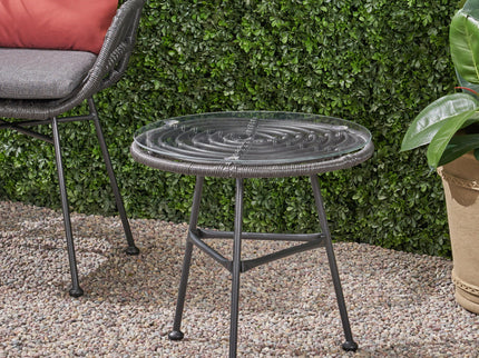 Petrichor - Outdoor Side Table With Tempered Glass And Steel Frame