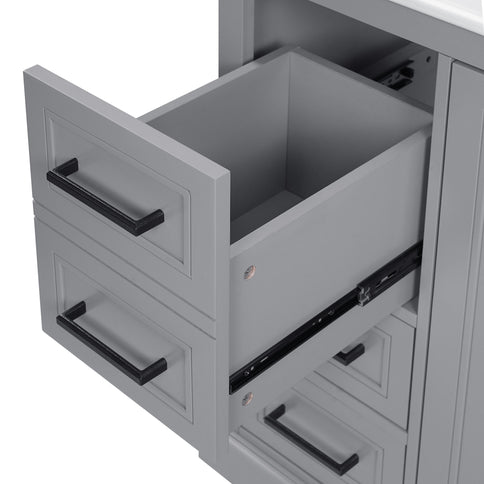 Bathroom Vanity With Sink, Soft Close Doors, Adjustable Shelf & 3 Drawers