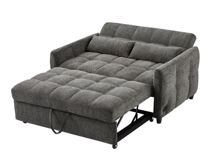 Loveseat Sofa Pull-Out Bed With Adjustable Backrest, 3 USB Ports And 2 Lumbar Pillows For Living Room