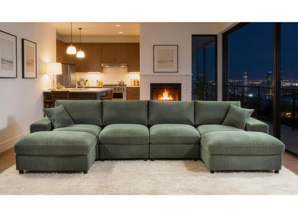 Sectional Sofa With 2 Ottomans And Toss Pillows
