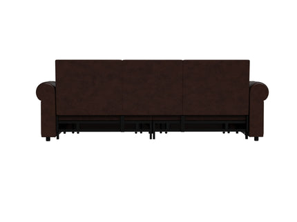 3 In 1 Convertible Sleeper Sofa With Nailhead Trim & Rolled Arm