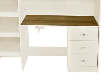 Loft Bed With Built In Wardrobe, Desk, Shelves, And Drawers