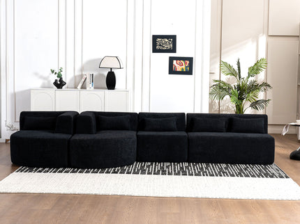 Upholstered Sofa Free Combined Sofa Couch With 2 Chaise Lounge And Five Back Pillows For Living Room