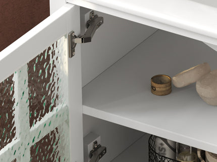 Bathroom Vanity With Ceramic Sink, Adjustable & Open Shelf