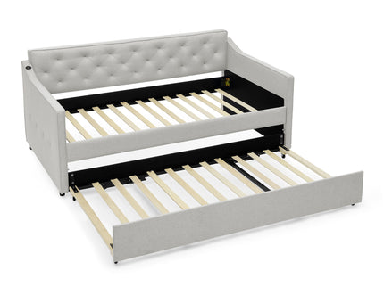 Daybed With Pop Up Trundle And USB Charging Armrest