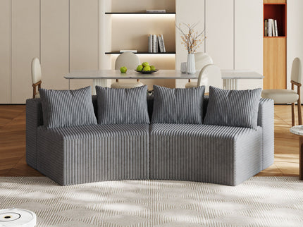 Curved Sectional Sofa With 4 Pillows, Modular Semi Circular Design