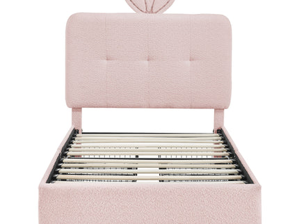 Upholstered Bed With Oversized Rabbit Ear Headboard, LED Lights & 4 Storage Drawers