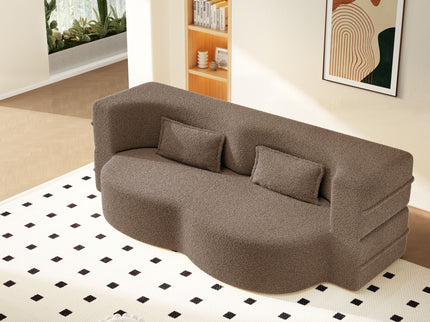 Modern Floor Sleeper Sofa Bed With 2 Pillows, Convertible Twin Size Folding Mattress For Living Room