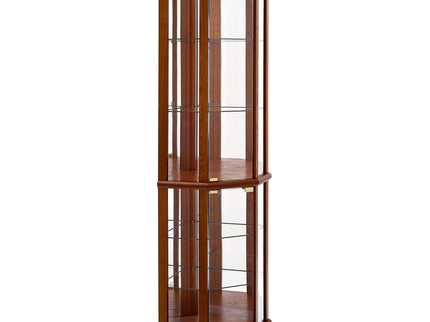 6 Shelf Lighted Corner Curio Cabinet With Adjustable Tempered Glass Shelves And Mirror Back (E26 Light Bulb Not Included)
