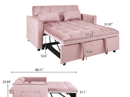 3 In 1 Pull Out Couch Convertible Sofa Bed With Reclining Backrest