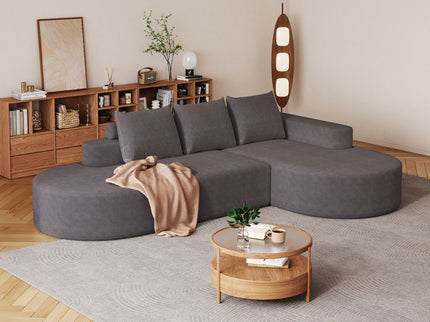 Modern Curved Sofa, L-Shaped Modular Sectional Set With 3 Pillows
