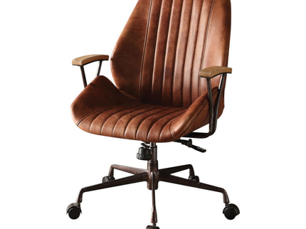 Brancaster - Aluminum Top Grain Leather Office Chair - Coffee