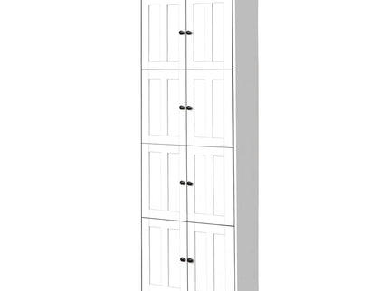 Tall Storage Cabinet With 8 Doors And 4 Shelves, Wall Storage Cabinet For Living Room, Kitchen, Office, Bedroom, Bathroom