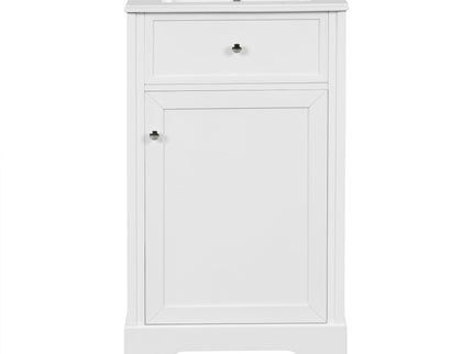 20" Bathroom Vanity With Sink, Soft Closing Cabinet Door, Adjustable Shelf & Storage Rack - White