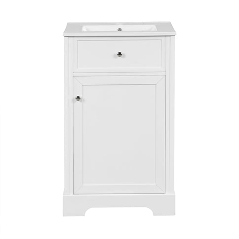 20" Bathroom Vanity With Sink, Soft Closing Cabinet Door, Adjustable Shelf & Storage Rack - White