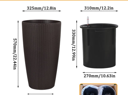 Tall Planters Set With Water Level Monitor And Auto Watering