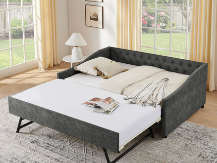Upholstered Daybed With USB Charging & Pull Out Bed