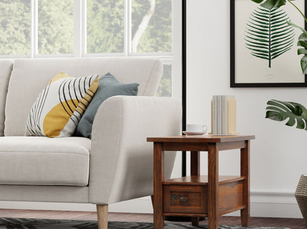 Warm Shaker - Narrow Side Table - Distressed Charcoal Brown