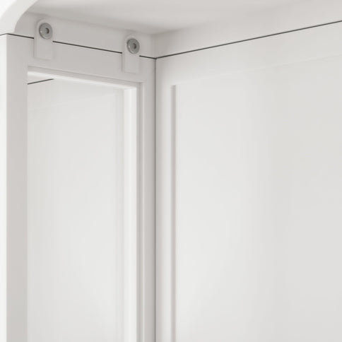 Arched Glass Double Door Wardrobe With Shatterproof Mirror, Open Shelf & Towel Rack