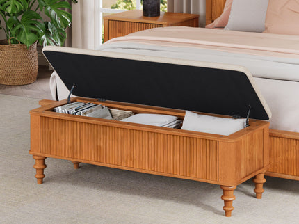 Storage Ottoman Bench For Living Room - Natural
