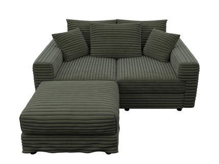 Convertible Deep Seat Sofa With Soft Pillows And Ottomans
