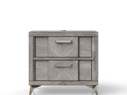 2 Drawer Night Bookmatched Veneers - Gray