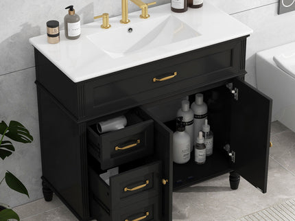 Bathroom Vanity With Sink, Freestanding Cabinet & Drawers