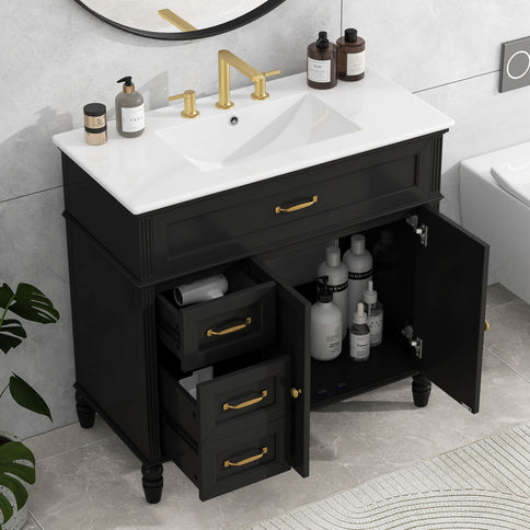 Bathroom Vanity With Sink, Freestanding Cabinet & Drawers