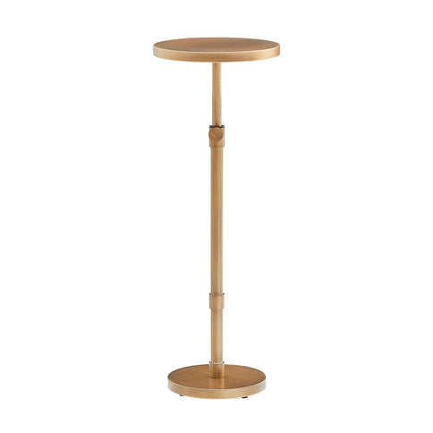 Morven - Adjustable Height Accent Table With Round Top - Antique Brass