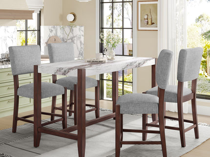 5 Piece Counter Height Dining Set With 4 Upholstered Chairs