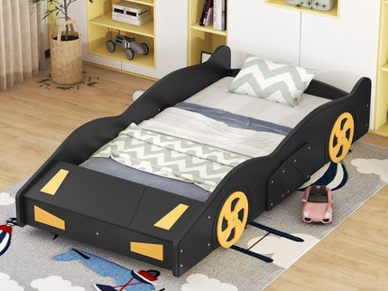 Race Car Shaped Platform Bed With Wheels And Storage