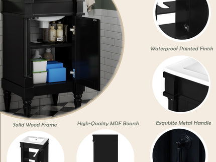 Bathroom Vanity With Sink, Storage Cabinet With Door, Drop In Sink, Compact Freestanding Design