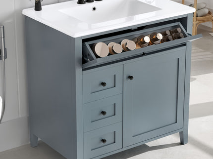 Bathroom Vanity With Sink, 3 Drawers And Adjustable Shelf, Freestanding Storage Unit