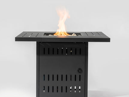 Propane Gas Fire Pit Table, 50000 Btu, Rectangular For Outside - Black