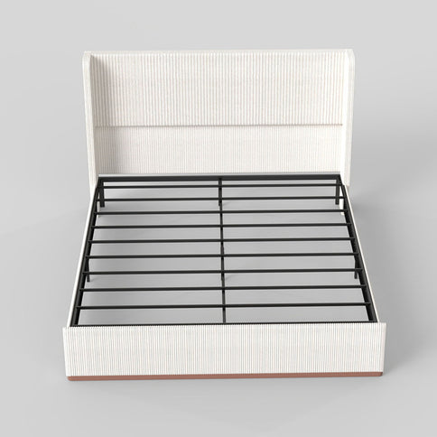 Upholstered Bed Frame With Luxury Wingback Headboard