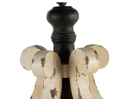 Farmhouse Chandeliar Distressed Pendant French Country Wood Chandelier For Living Room Foyer, Bulb Not Included - Antique Cream