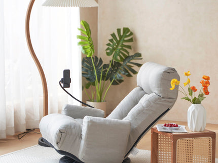 Adjustable Swivel Lounge Chair With 360 Degree Rotating Seat And Headrest Support