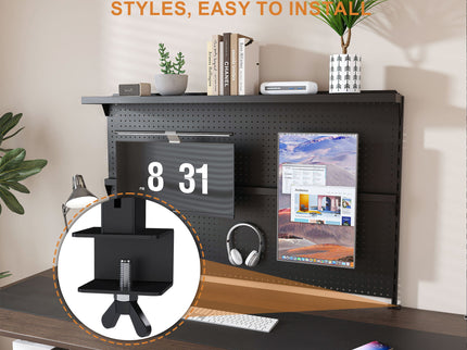 Clamp On Desk Pegboard With Single Monitor Stand