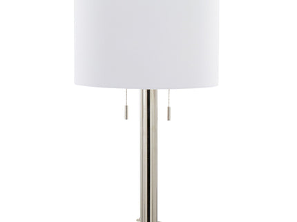 Master - 29" Contemporary Table Lamp (Set of 2) - Polished Nickel / White