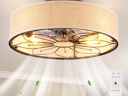 Lotus Bladeless Ceiling Fan With Remote Control For Living Room - Matte Black