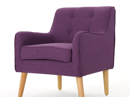 Modern Arm Chair With Tufted Back And Wooden Legs