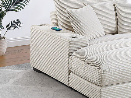 Upholstered Chaise Lounge With Cup Holders USB Port And Pillows