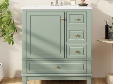 Freestanding Bathroom Vanity With Sink, Soft Close Door, 3 Drawers