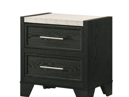 2 Drawers Nightstand - Black / White