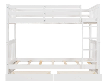 Bunk Bed With Ladders And 2 Storage Drawers