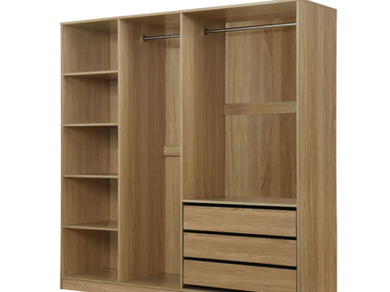 Doorless Storage Wardrobe For Dedroom With Shelves And 3 Drawers