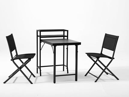 3 Piece Patio Bistro Set, Patio Set Of Foldable Patio Table And Chairs, Outdoor Patio Furniture Sets - Black