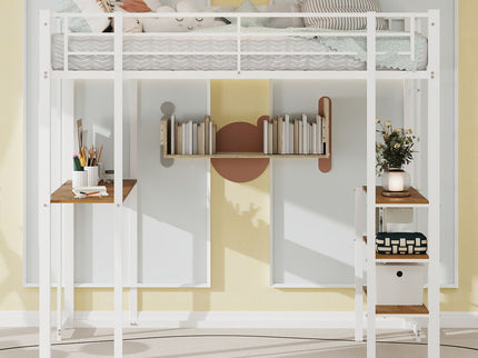 Bunk Bed With L-Shaped Desk And Dual Side Stairs
