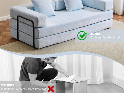 Convertible Floor Sofa Bed With Pillow Back Support Armrest
