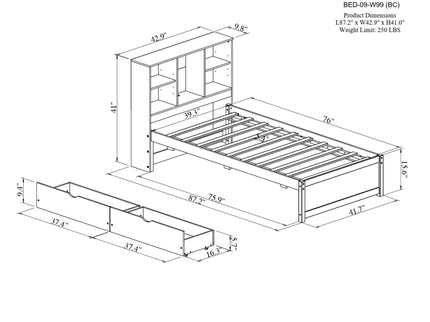 Bed Frame With Built In USB Port And 2 Drawers